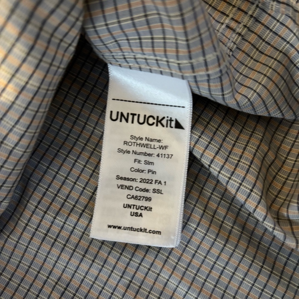 Untuckit Rothwell Long Sleeve Button Down Casual Plaid Button Down Large - Picture 4 of 5